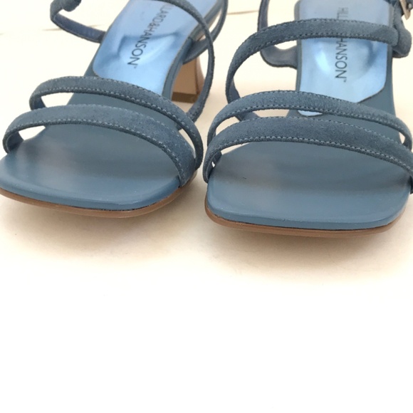 HILLARD & HANSON Kitten Heel Sandals Leather Maddi Heels Blue Women’s Size 6.5 - Picture 9 of 16